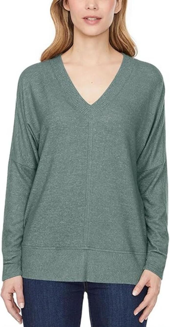 Buffalo David Bitton Sweater Womens Small Green  Super Soft Cozy V Neck NWT